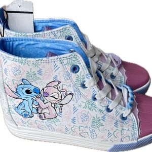 NEW Ground Up Disney Sneakers Stitch High Top Shoes Floral Kids Big Girl Sz 5